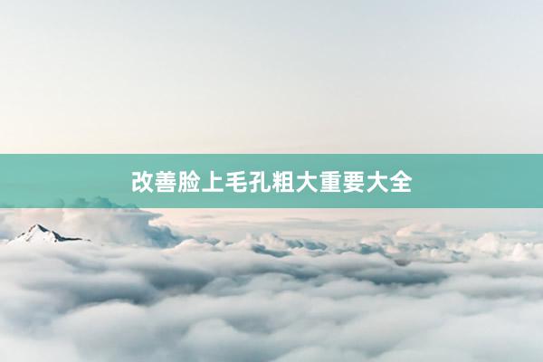 改善脸上毛孔粗大重要大全